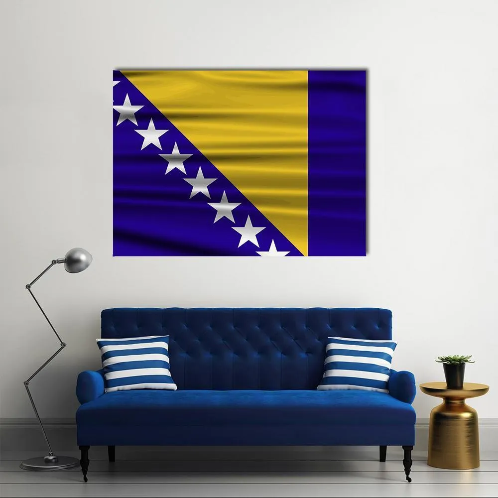 Flag Of Bosnia & Herzegovina Canvas Wall Art