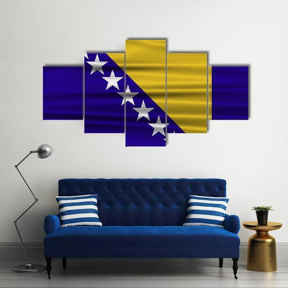 Flag Of Bosnia & Herzegovina Canvas Wall Art