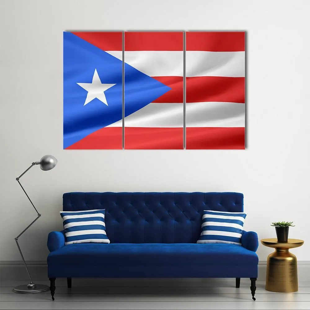 Flag Of Puerto Rico Canvas Wall Art