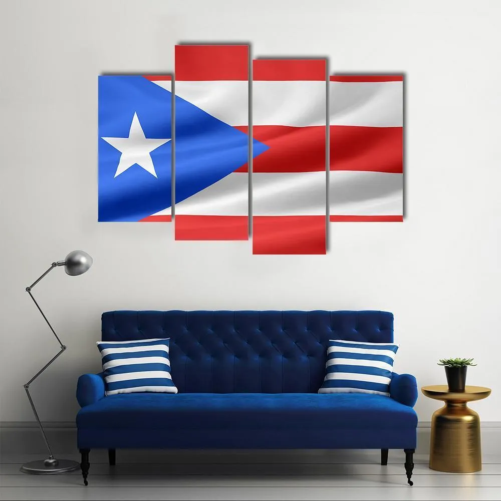 Flag Of Puerto Rico Canvas Wall Art