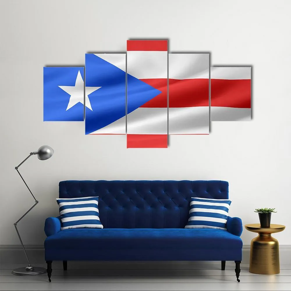 Flag Of Puerto Rico Canvas Wall Art