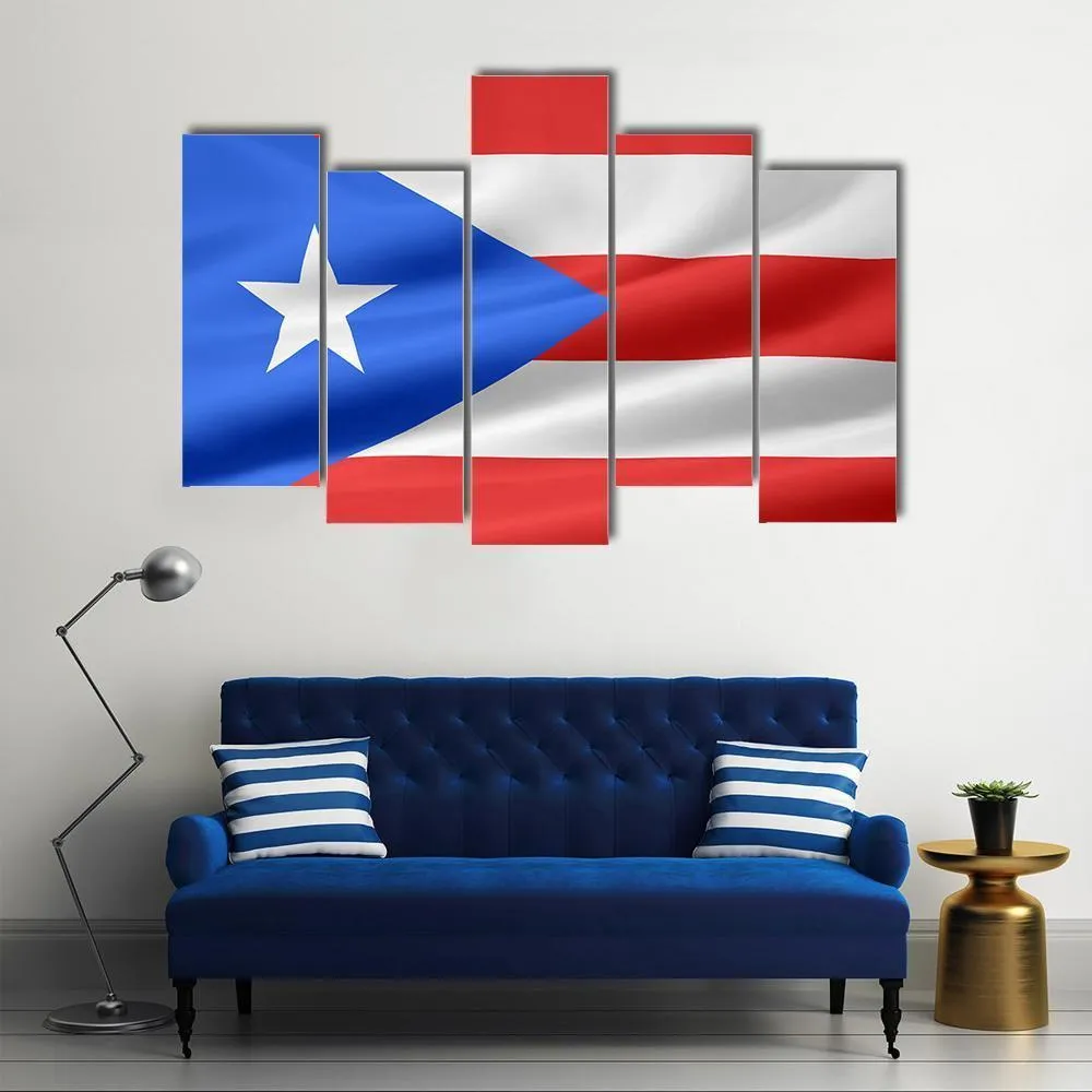 Flag Of Puerto Rico Canvas Wall Art