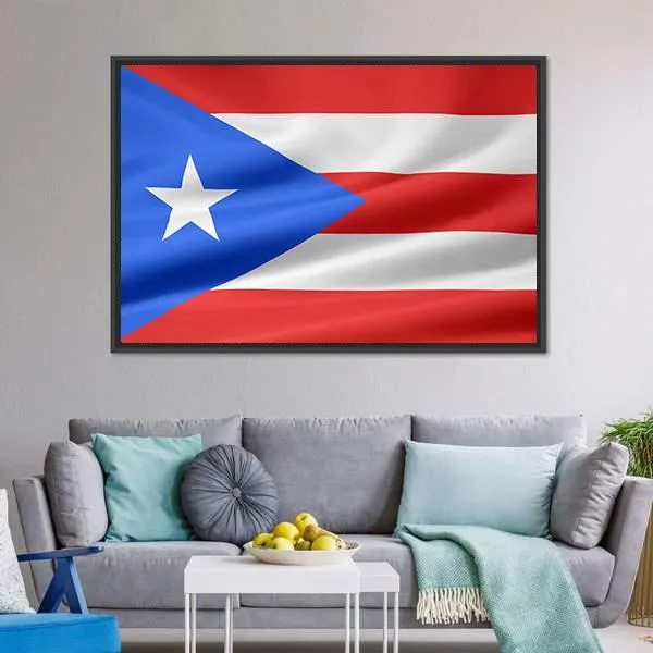 Flag Of Puerto Rico Canvas Wall Art