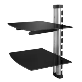 Fresh Fab Finds 2 Tier Dual Glass Shelf Wall Mount for DVD Players/Cable Boxes/ TV Accessories