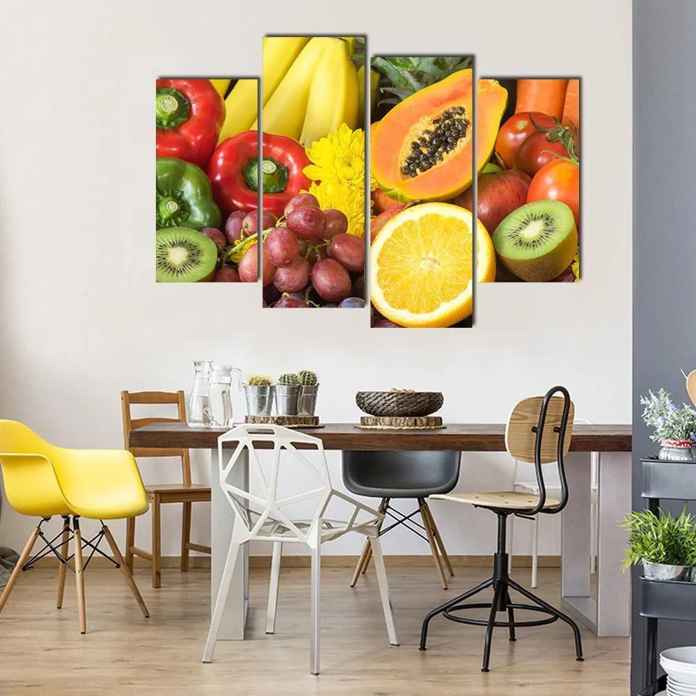 Fresh Fruits And Vegetables Canvas Wall Art