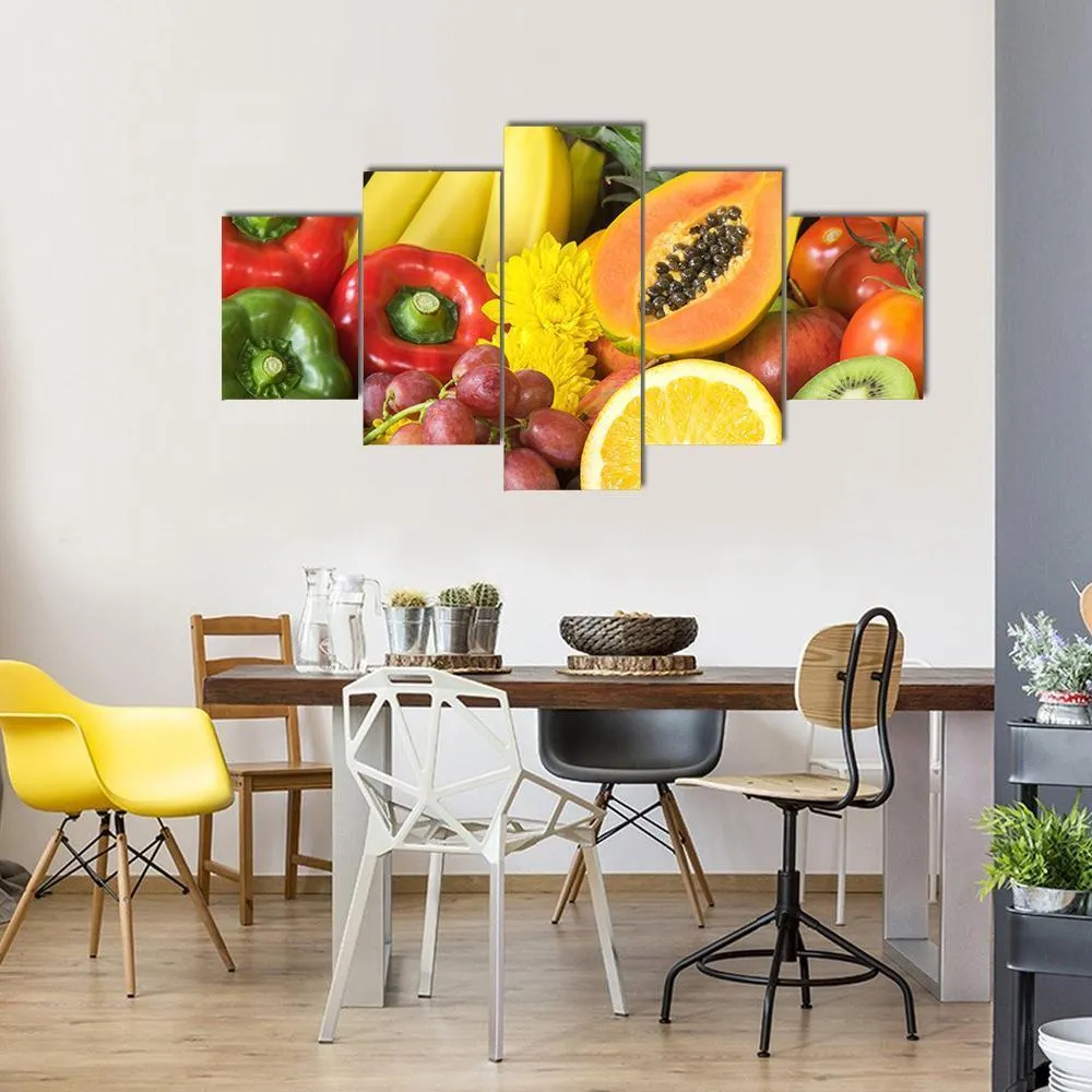 Fresh Fruits And Vegetables Canvas Wall Art