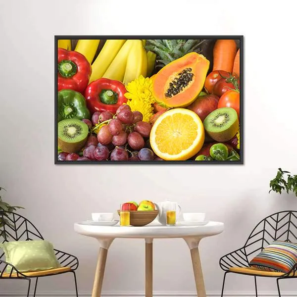 Fresh Fruits And Vegetables Canvas Wall Art