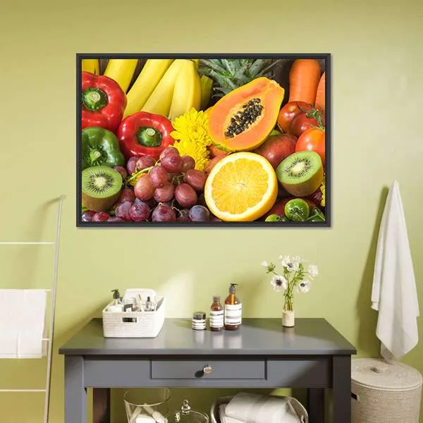 Fresh Fruits And Vegetables Canvas Wall Art