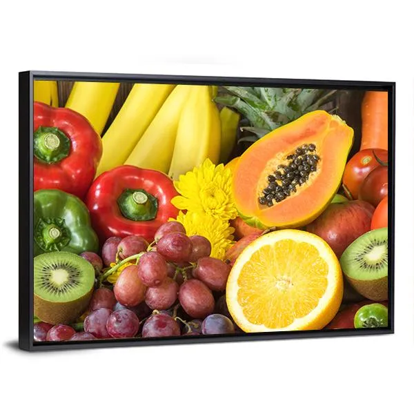 Fresh Fruits And Vegetables Canvas Wall Art