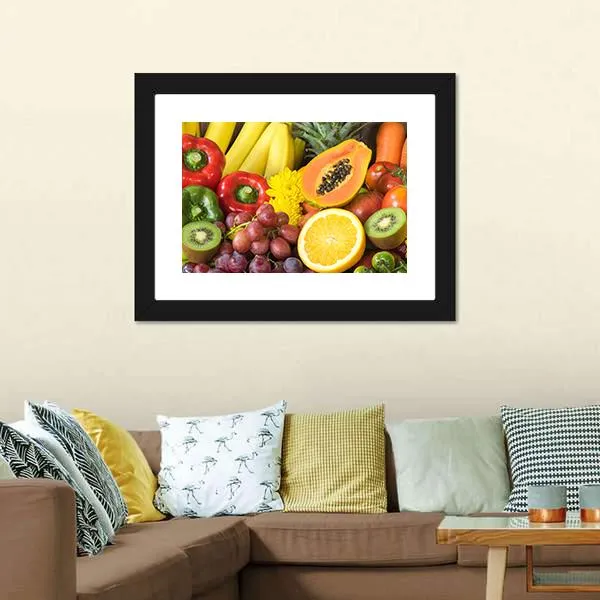 Fresh Fruits And Vegetables Canvas Wall Art