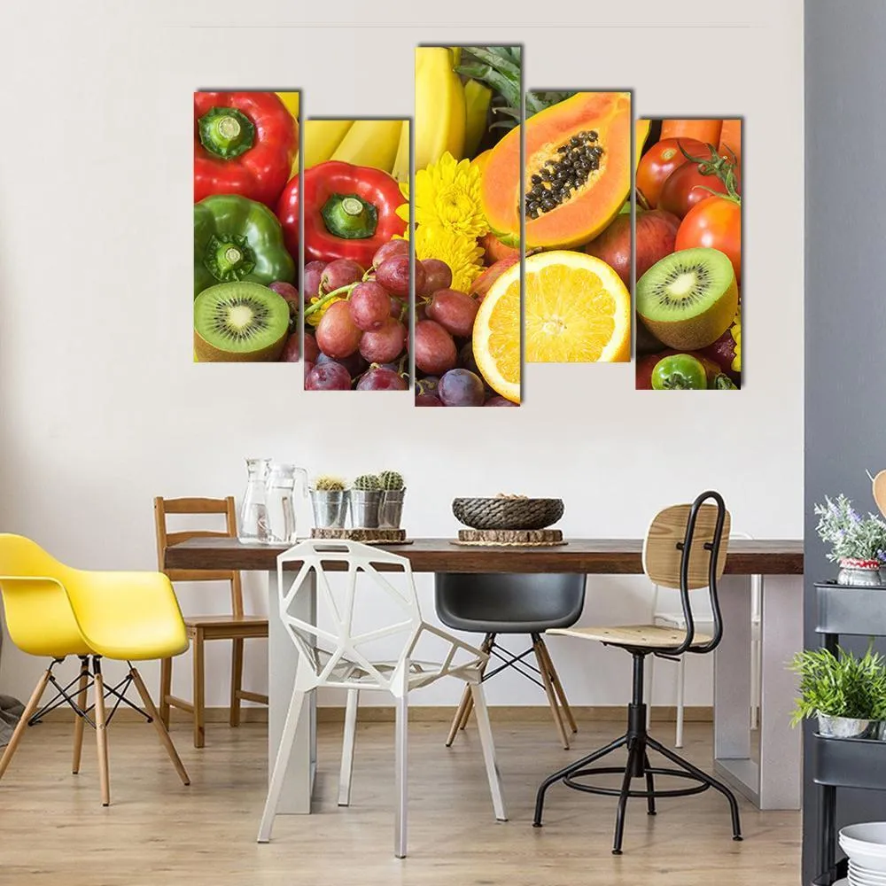 Fresh Fruits And Vegetables Canvas Wall Art