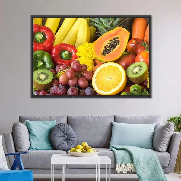 Fresh Fruits And Vegetables Canvas Wall Art