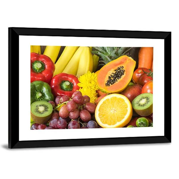 Fresh Fruits And Vegetables Canvas Wall Art