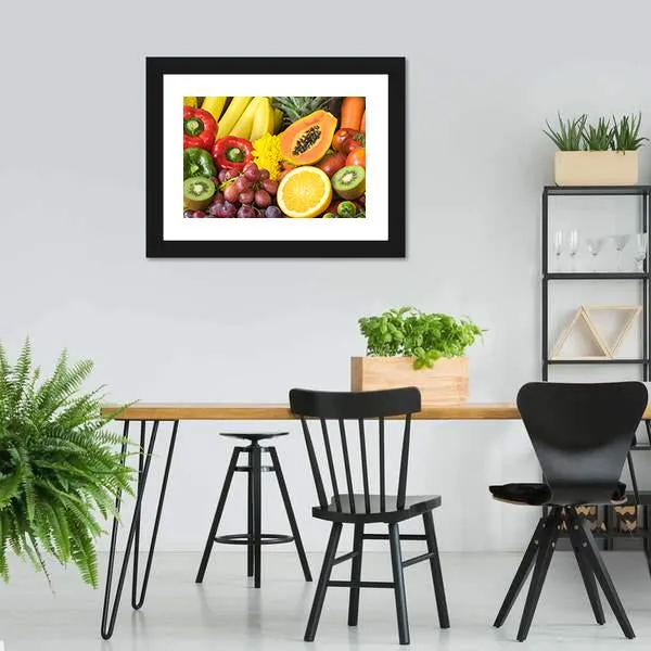 Fresh Fruits And Vegetables Canvas Wall Art