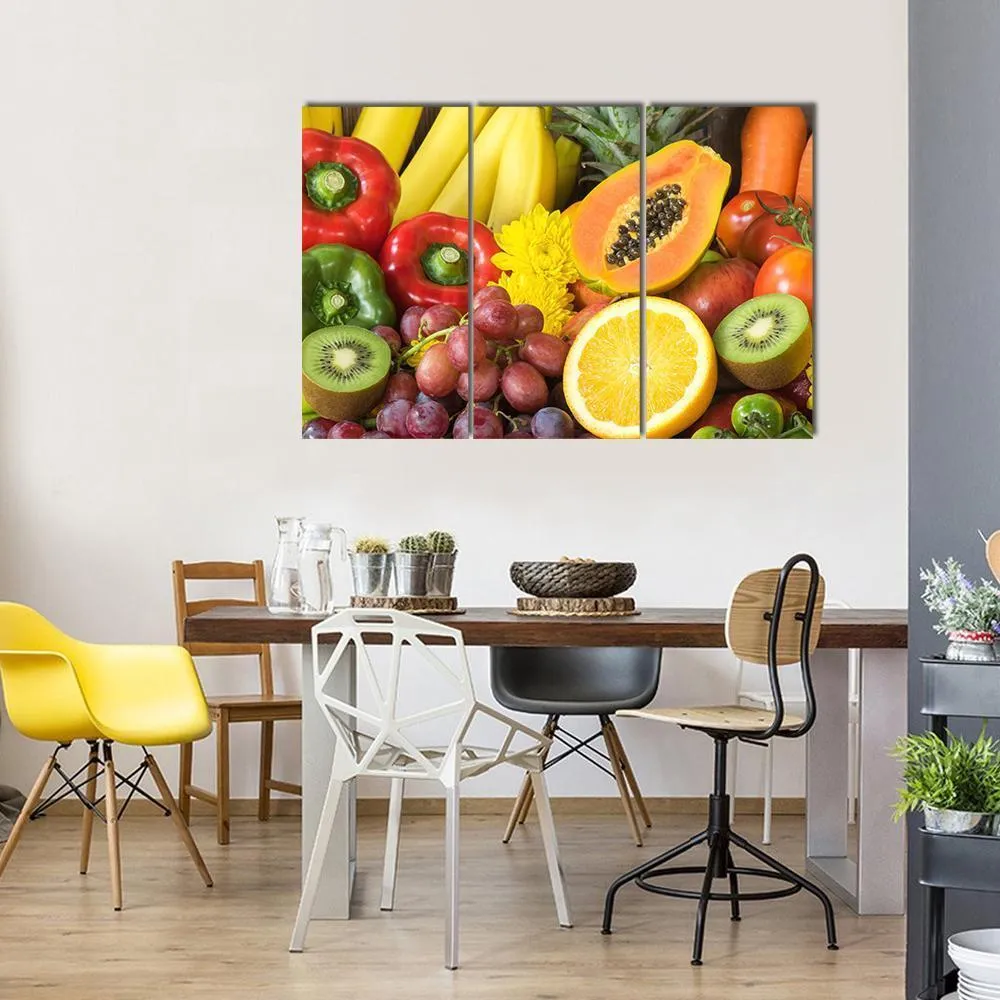 Fresh Fruits And Vegetables Canvas Wall Art