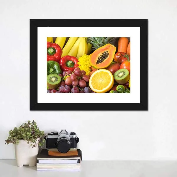 Fresh Fruits And Vegetables Canvas Wall Art