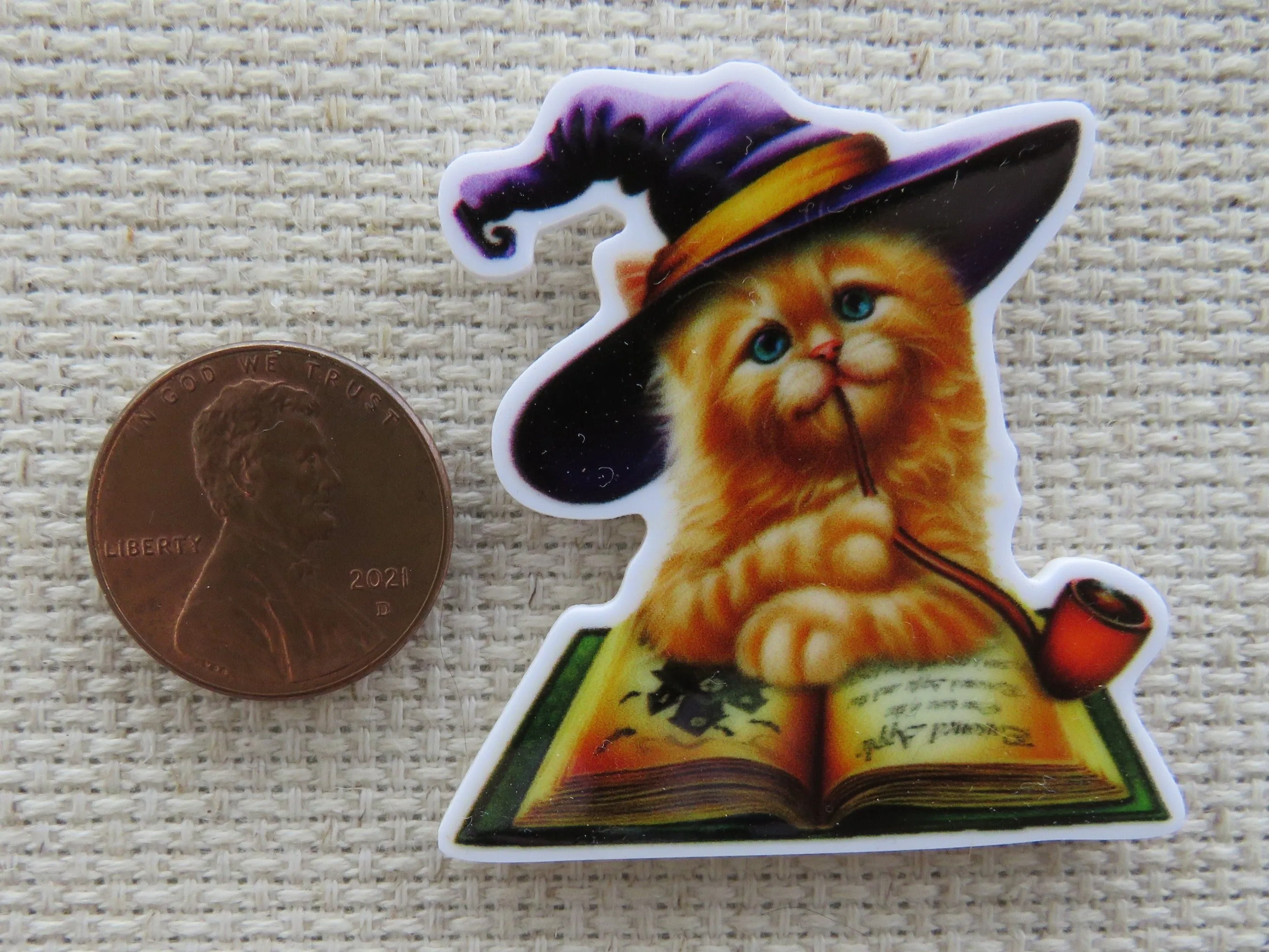 Ginger Cat Witch Needle Minder, Cover Minder, Magnet