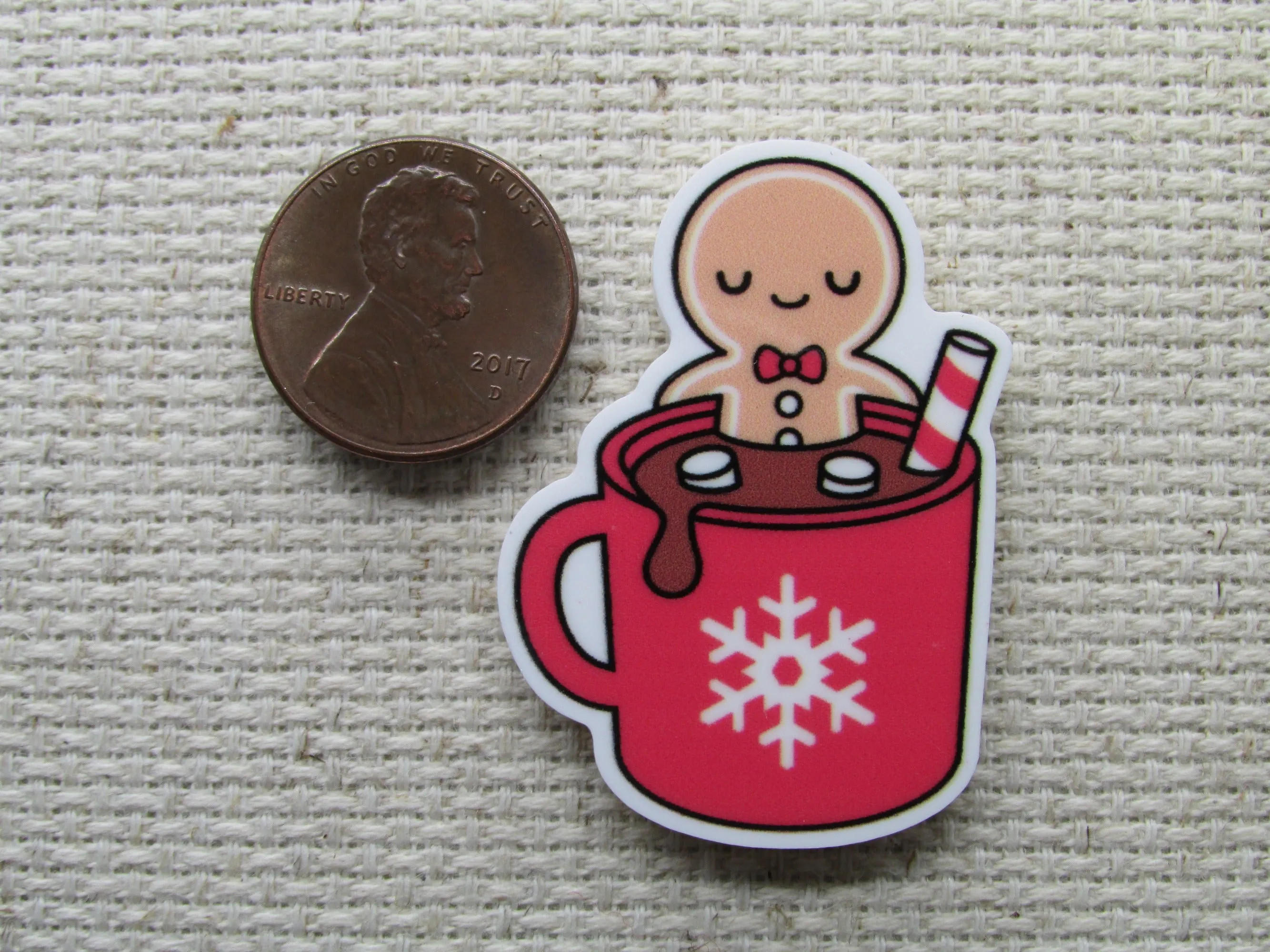 Gingerbread Man Cocoa Mug Needle Minder, Cover Minder, Magnet