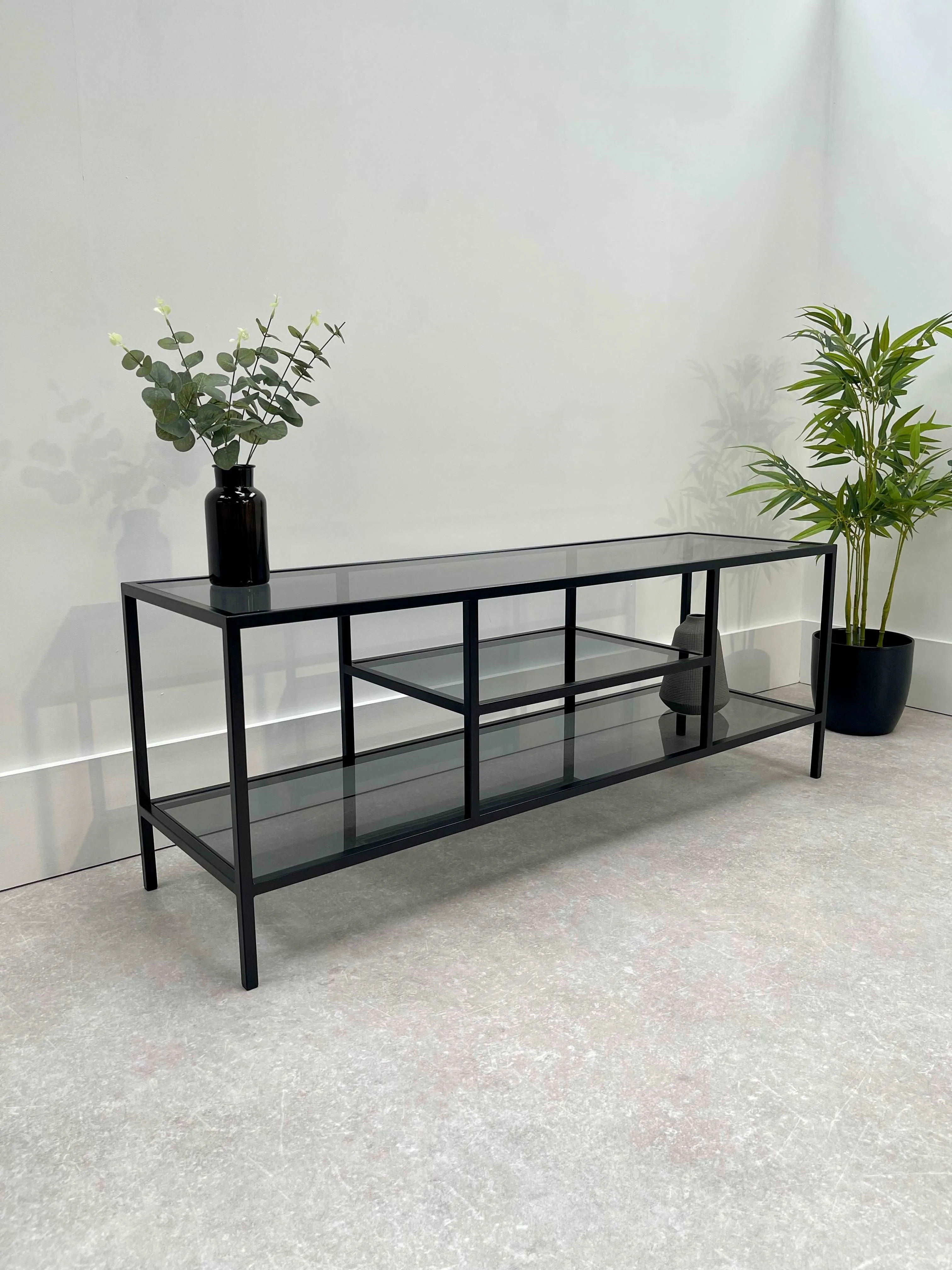 Glass Black Metal TV Media Unit