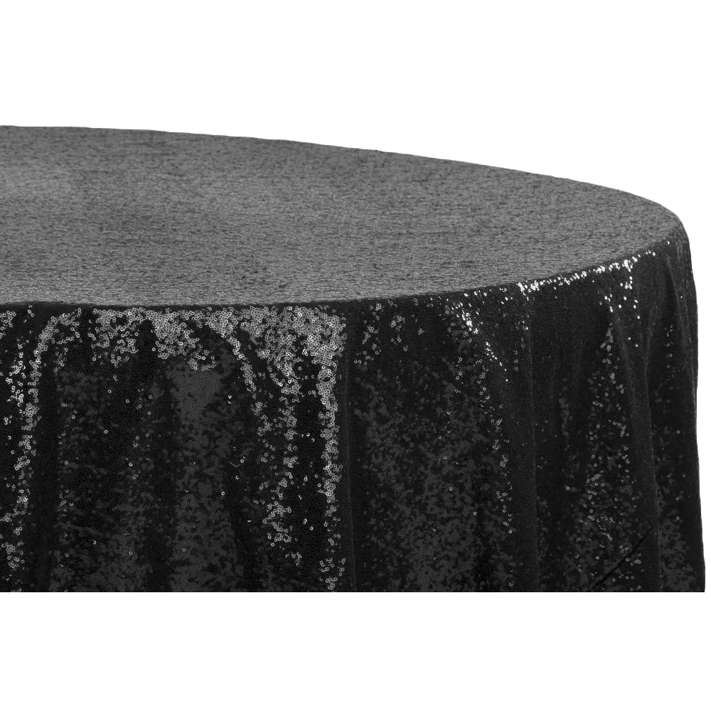 Glitz Sequins 108" Round Tablecloth - Black