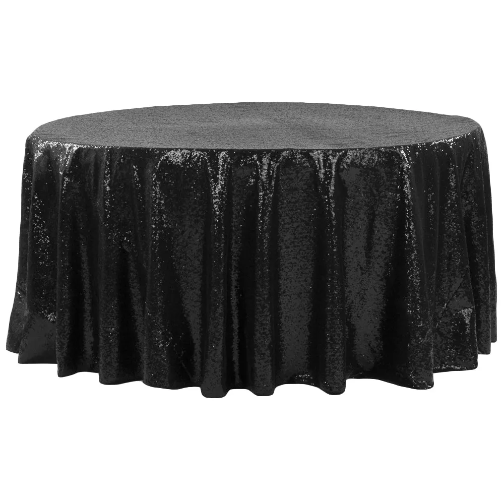 Glitz Sequins 108" Round Tablecloth - Black