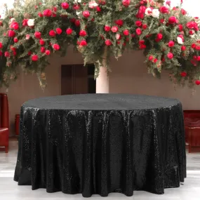 Glitz Sequins 108" Round Tablecloth - Black