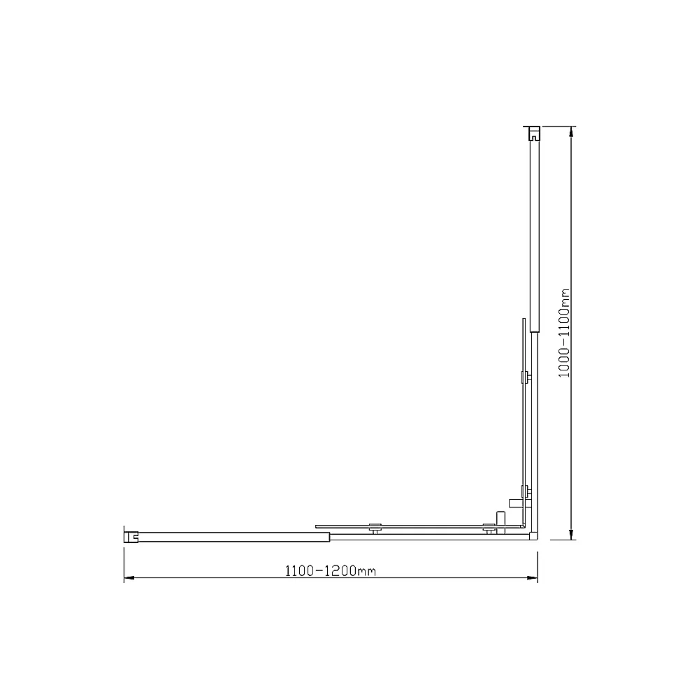 Gold Double Sliding Door Glass Shower Screen, 6mm, 1200x1100mm