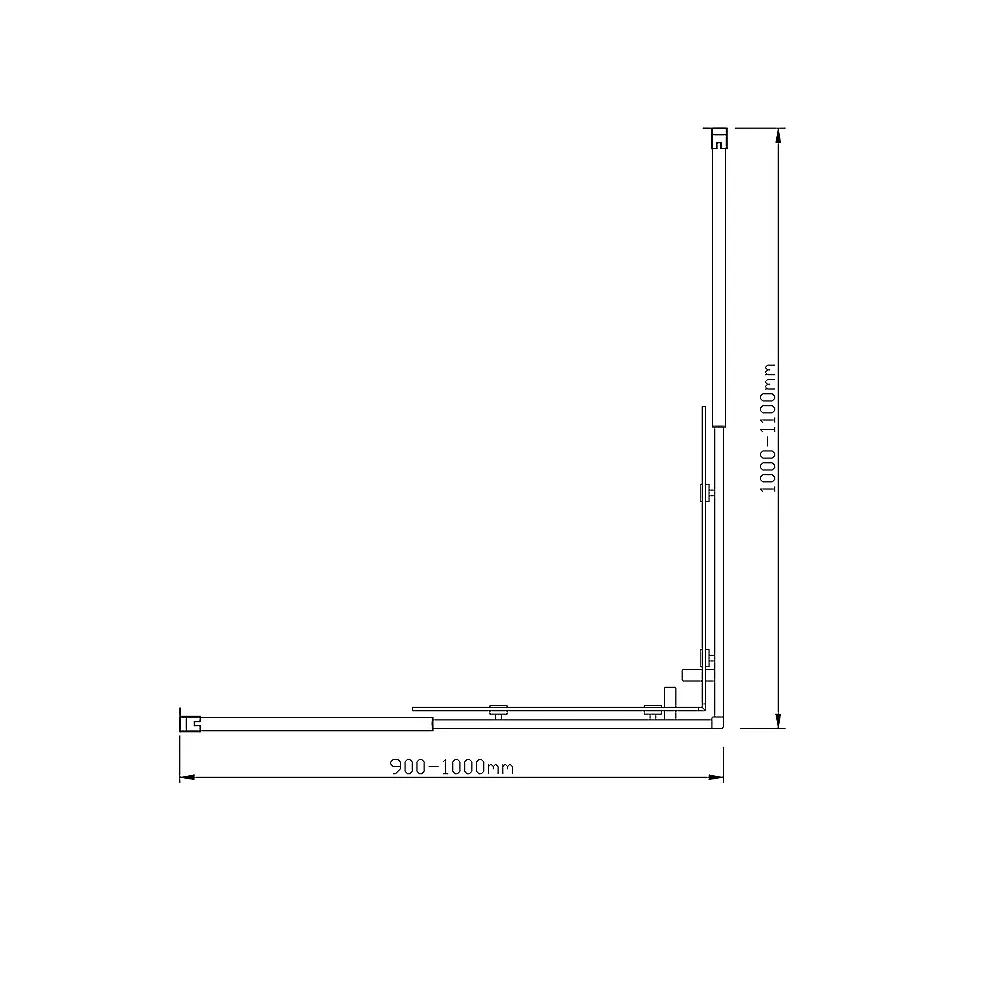 Gold Double Sliding Glass Shower Door 1000x1100mm, 6mm Safety Glass