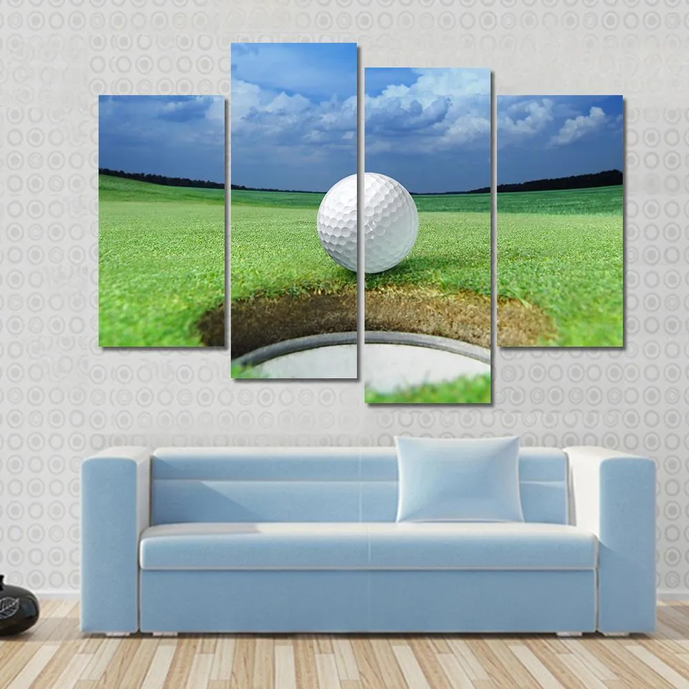 Golf Ball In Course Canvas Wall Art