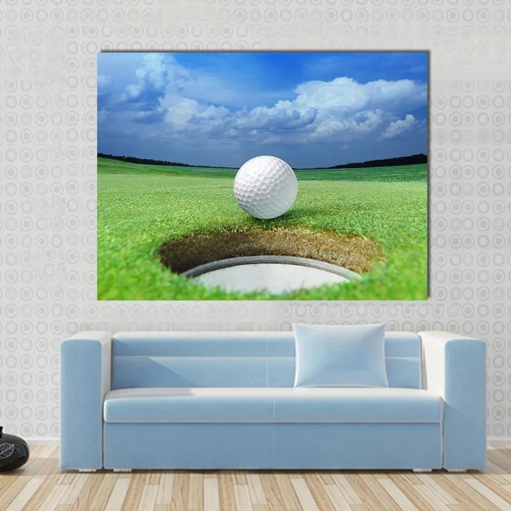 Golf Ball In Course Canvas Wall Art