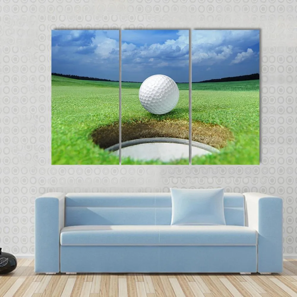 Golf Ball In Course Canvas Wall Art