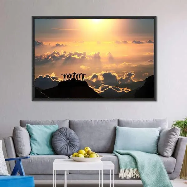 Group Of People On Hill Canvas Wall Art