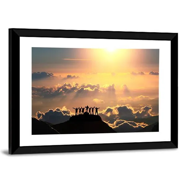 Group Of People On Hill Canvas Wall Art