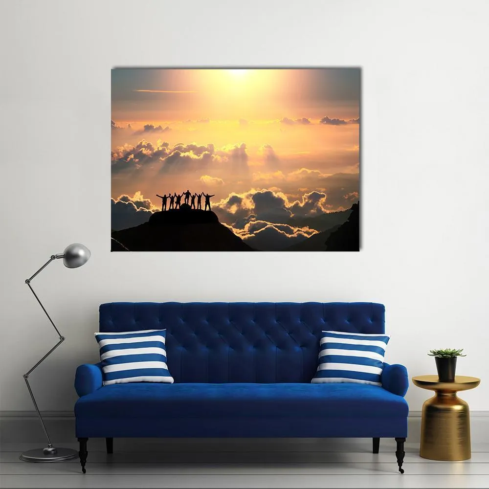 Group Of People On Hill Canvas Wall Art