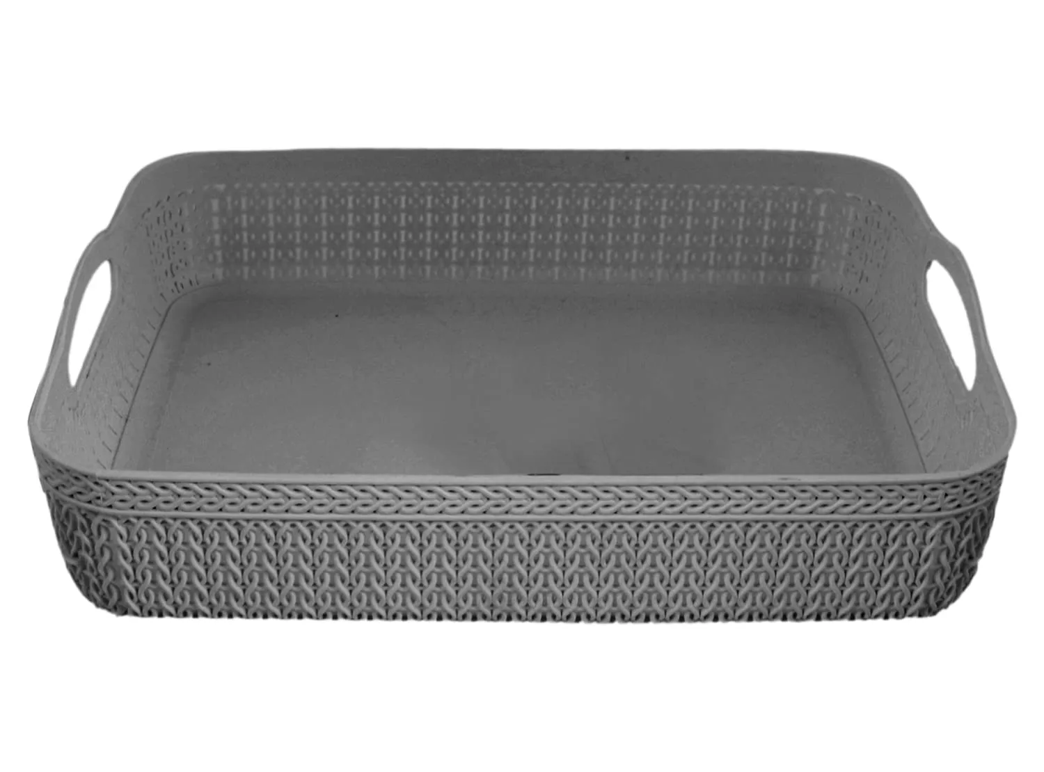 Heart Home Q-4 Multiuses Designer Unbreakable Plastic Storage Basket/Organizer/Bin For Home, Kitchen, Bathroom, Office Use Pack of 4 (Grey & Brown)-50HH01605