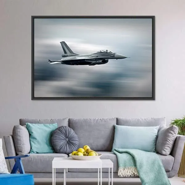 High Speed Military Airplane Canvas Wall Art