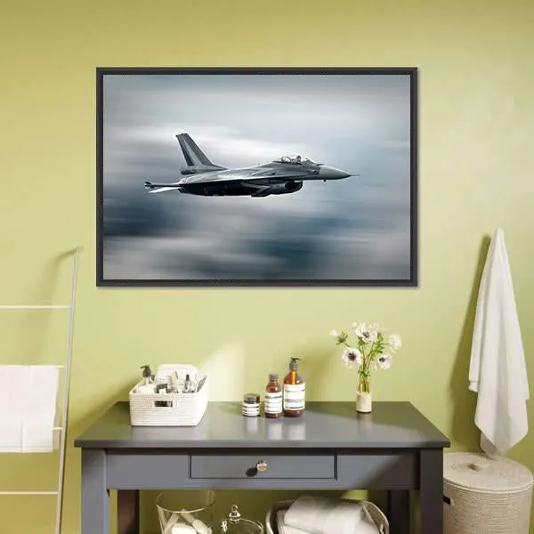 High Speed Military Airplane Canvas Wall Art