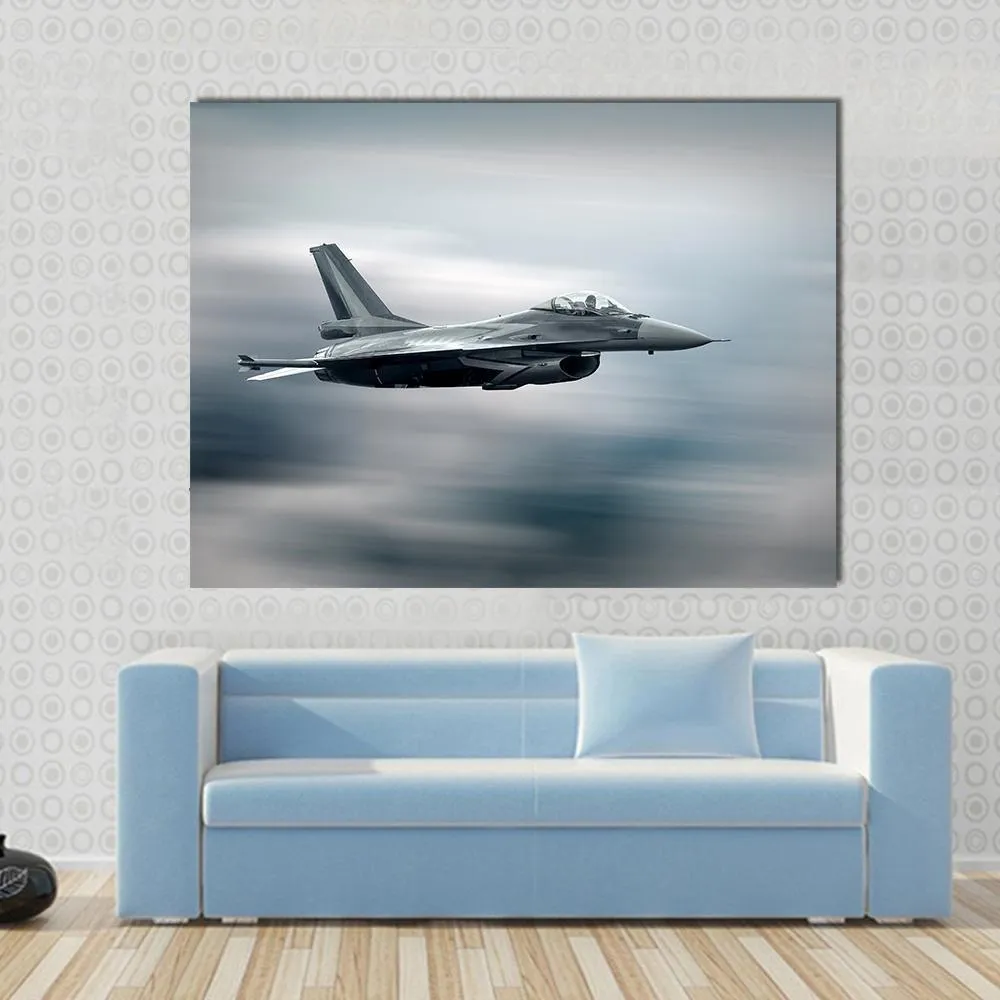 High Speed Military Airplane Canvas Wall Art