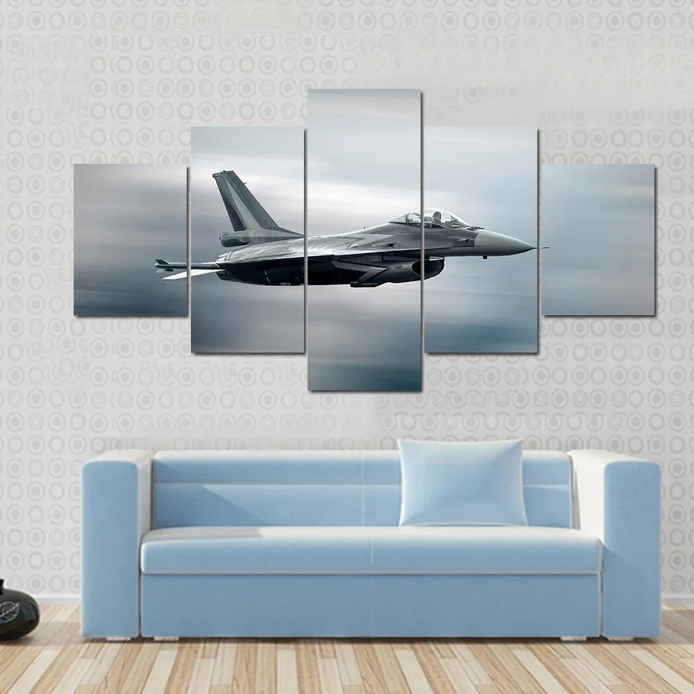 High Speed Military Airplane Canvas Wall Art