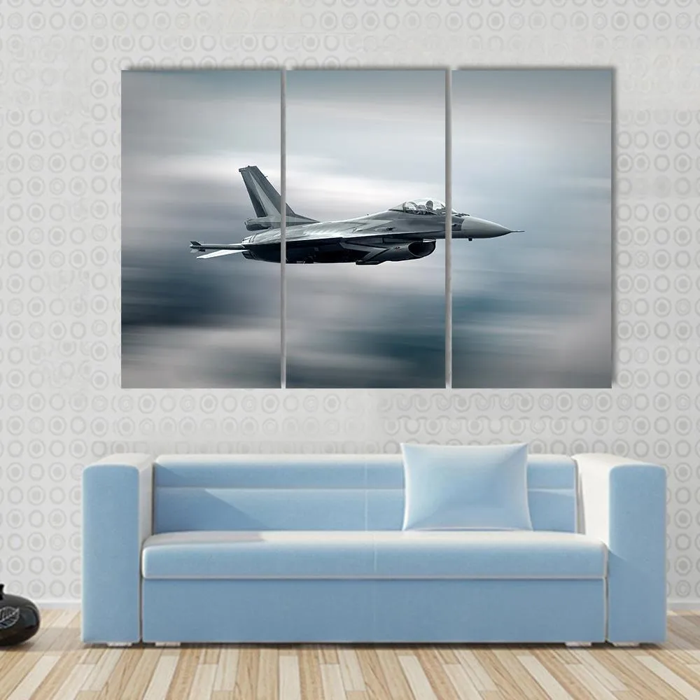 High Speed Military Airplane Canvas Wall Art