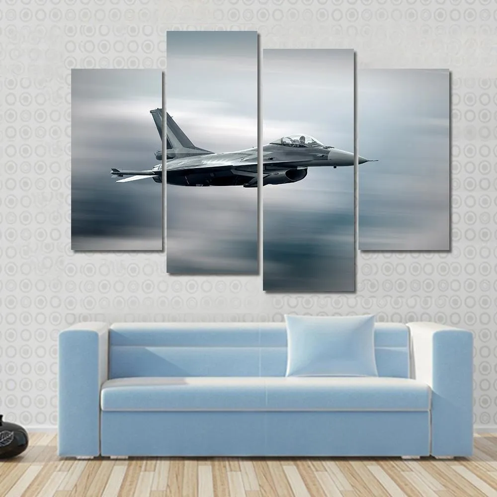 High Speed Military Airplane Canvas Wall Art