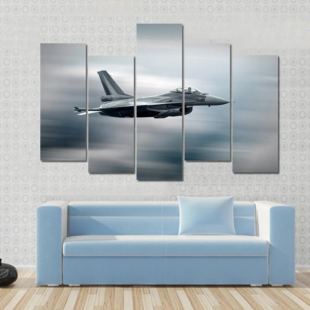 High Speed Military Airplane Canvas Wall Art