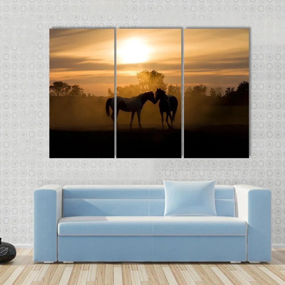 Horses In Love Canvas Wall Art