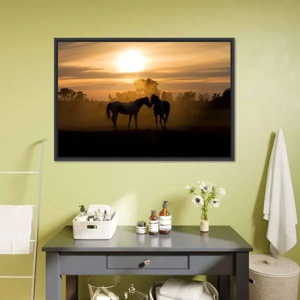 Horses In Love Canvas Wall Art