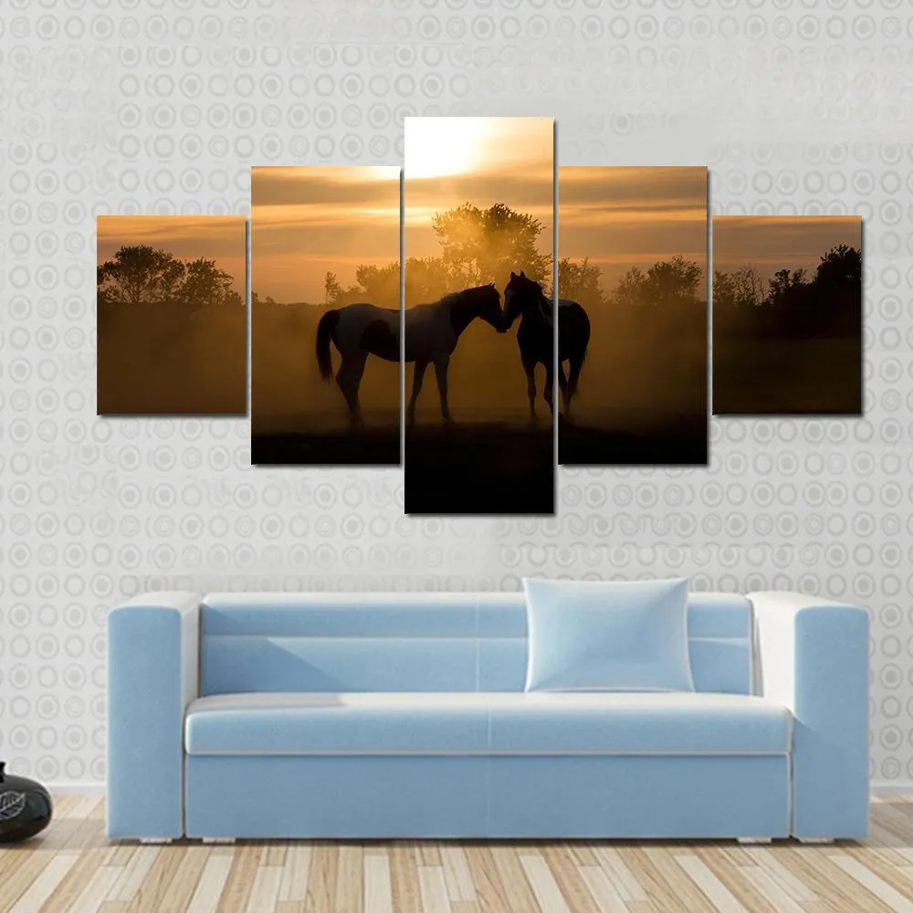 Horses In Love Canvas Wall Art