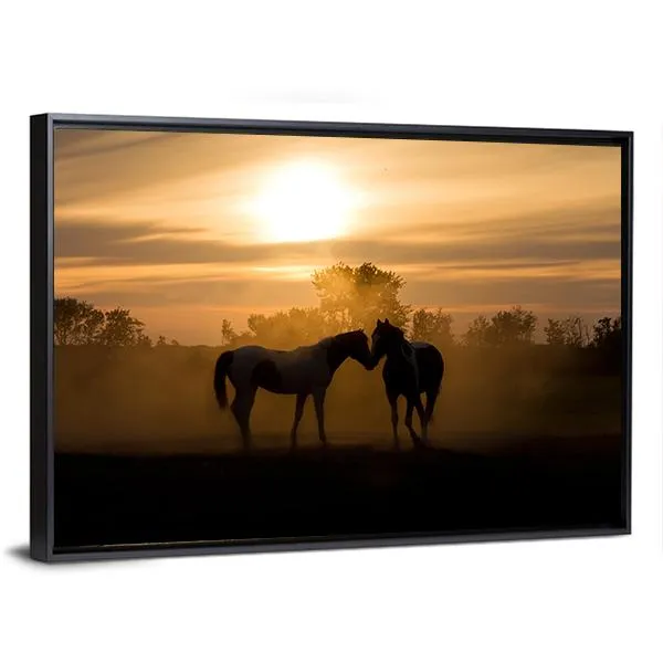 Horses In Love Canvas Wall Art