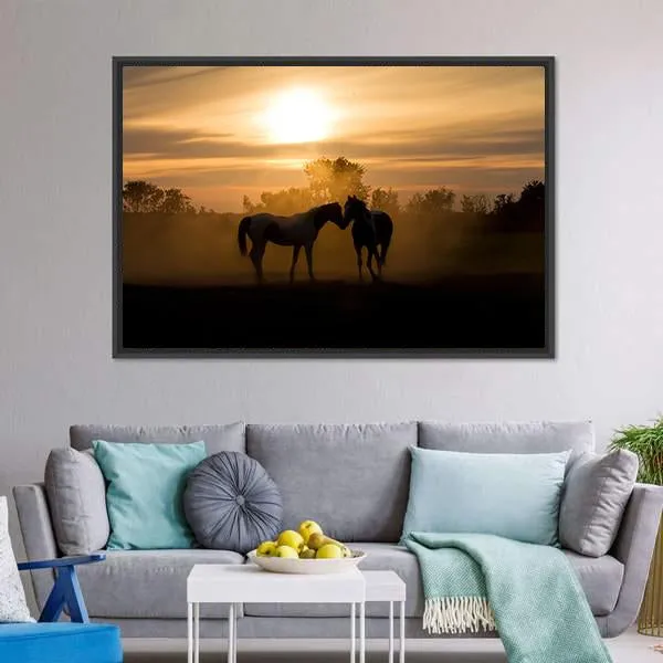 Horses In Love Canvas Wall Art