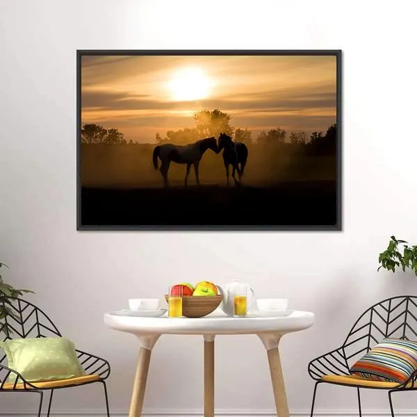 Horses In Love Canvas Wall Art