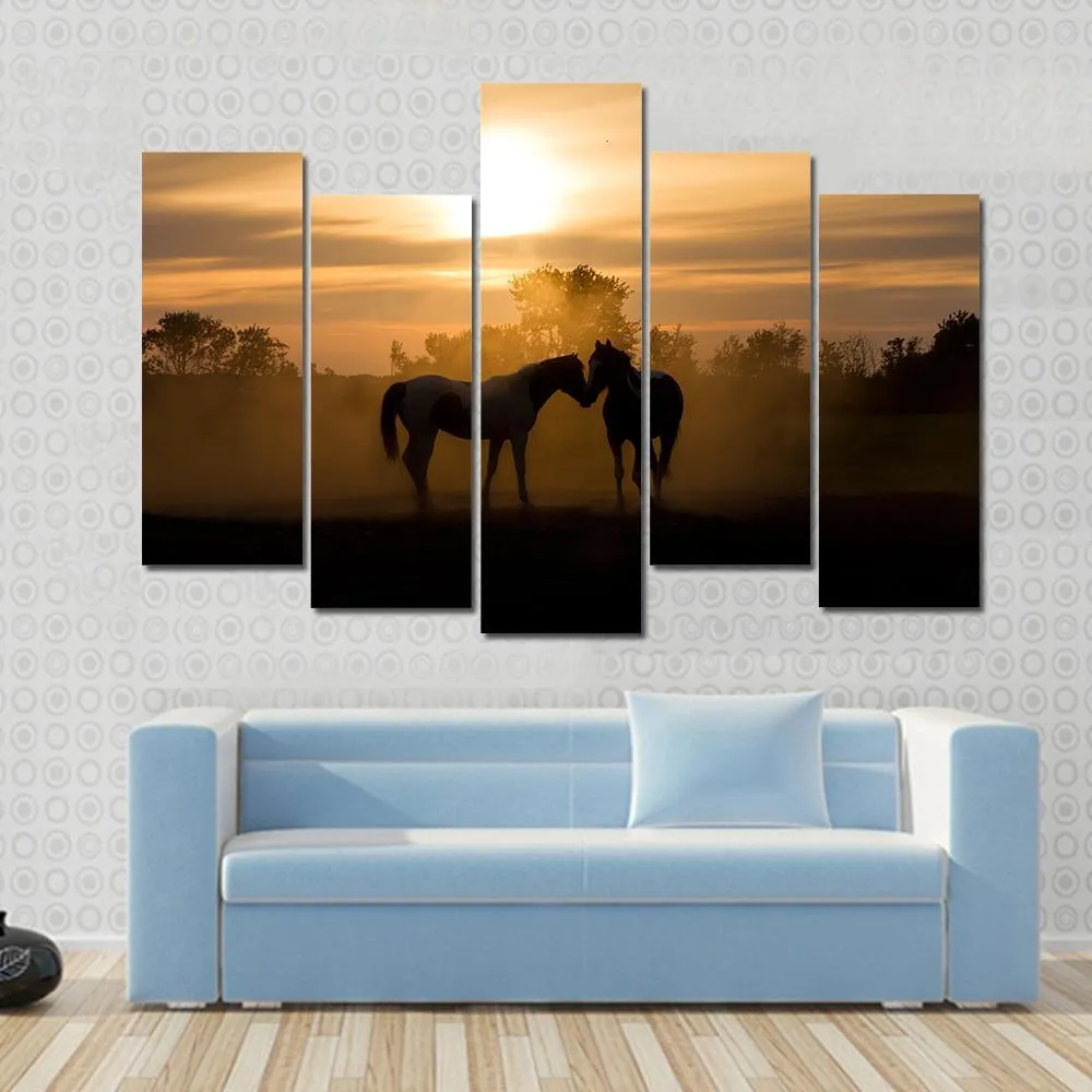 Horses In Love Canvas Wall Art