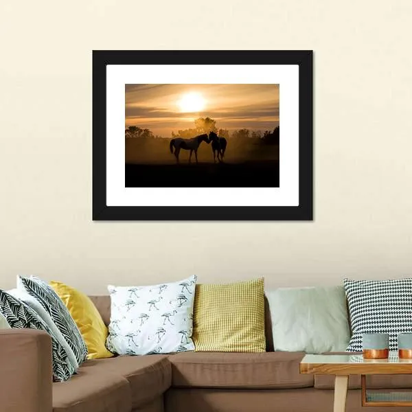 Horses In Love Canvas Wall Art